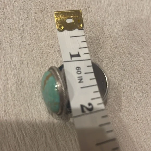 Vintage Native American Southwestern turquoise silver large ring - Picture 13 of 16